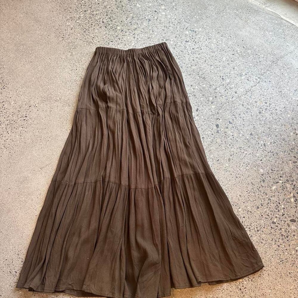 Double D Ranch women’s Large Brown Tiered Maxi Skirt
